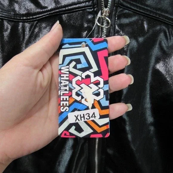 Whatlees women black jacket vegan leather LG/XL - Picture 3 of 5